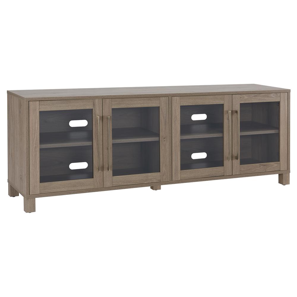 Quincy Rectangular TV Stand for TV's up to 80" in Antiqued Gray. Picture 1