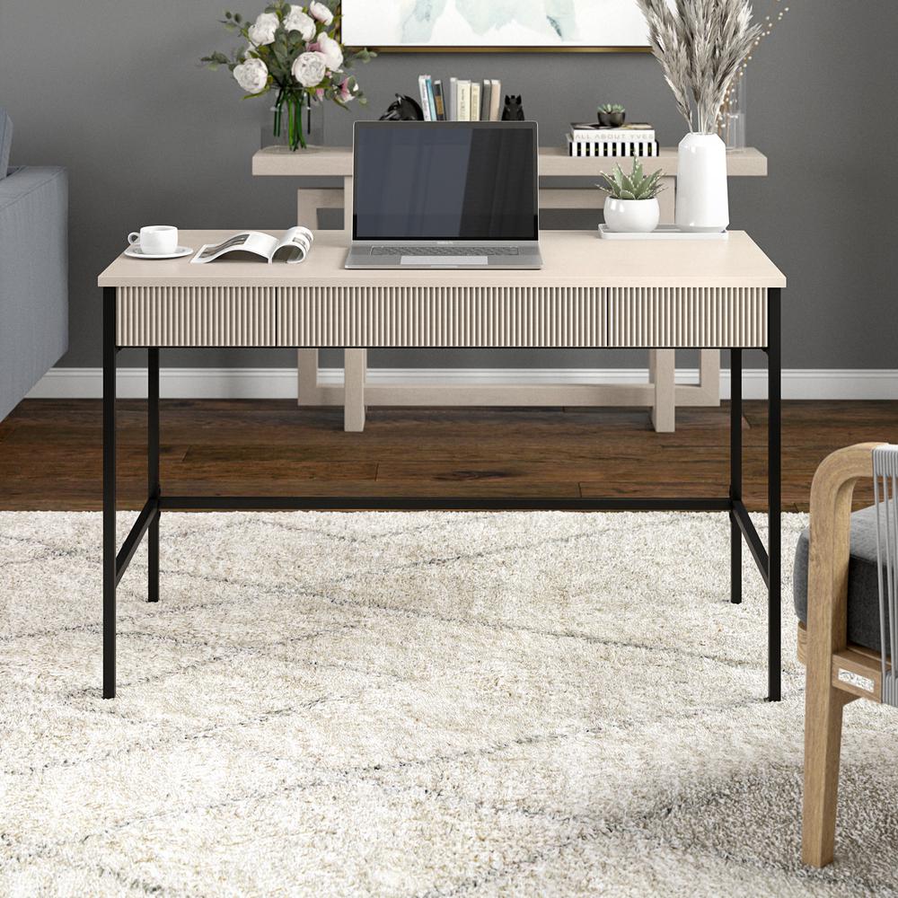 Nolan 48" Wide Rectangular Writing Desk in Alder White. Picture 4