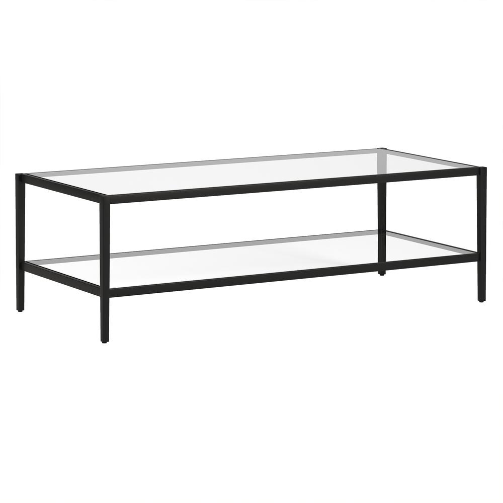 Hera 54'' Wide Rectangular Coffee Table in Blackened Bronze. Picture 1