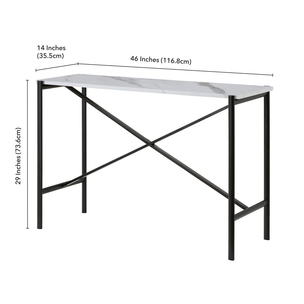 Braxton 46'' Wide Rectangular Console Table with Faux Marble Top in Blackened Bronze. Picture 5