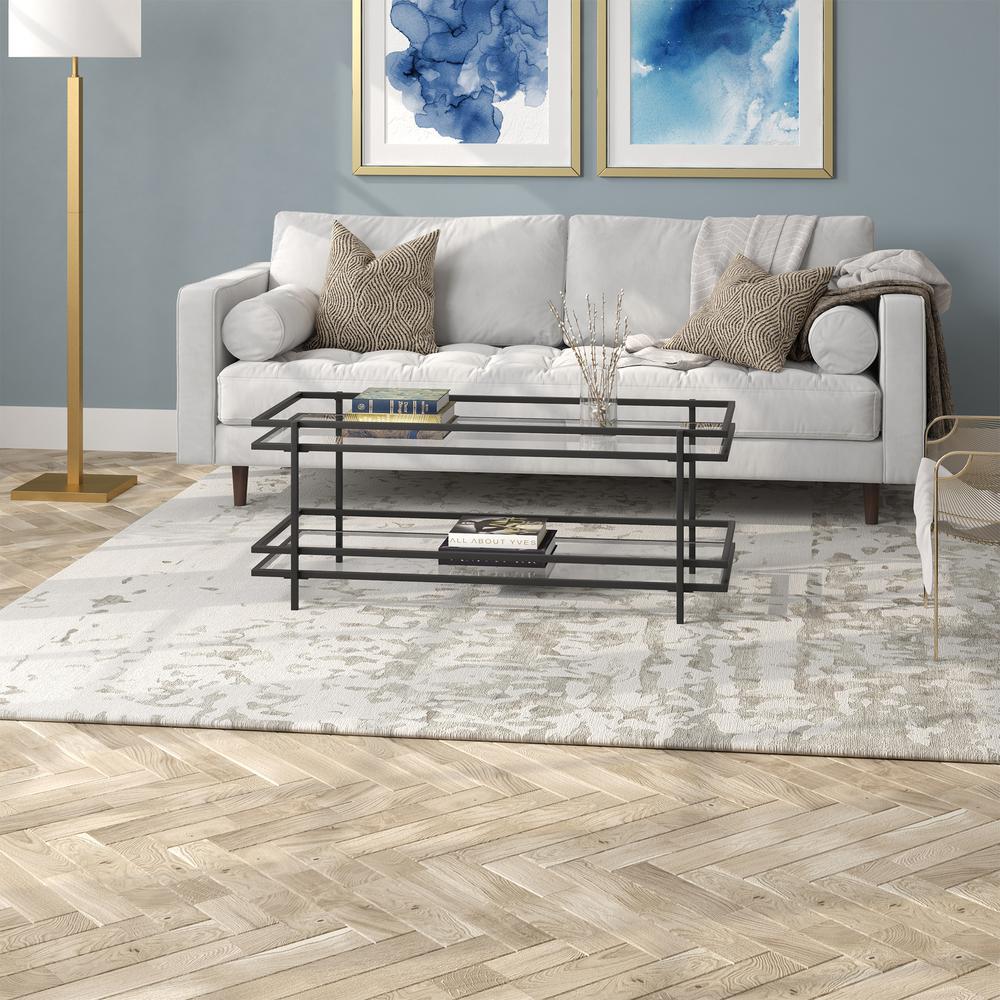 Robillard 45'' Wide Rectangular Coffee Table in Blackened Bronze. Picture 4