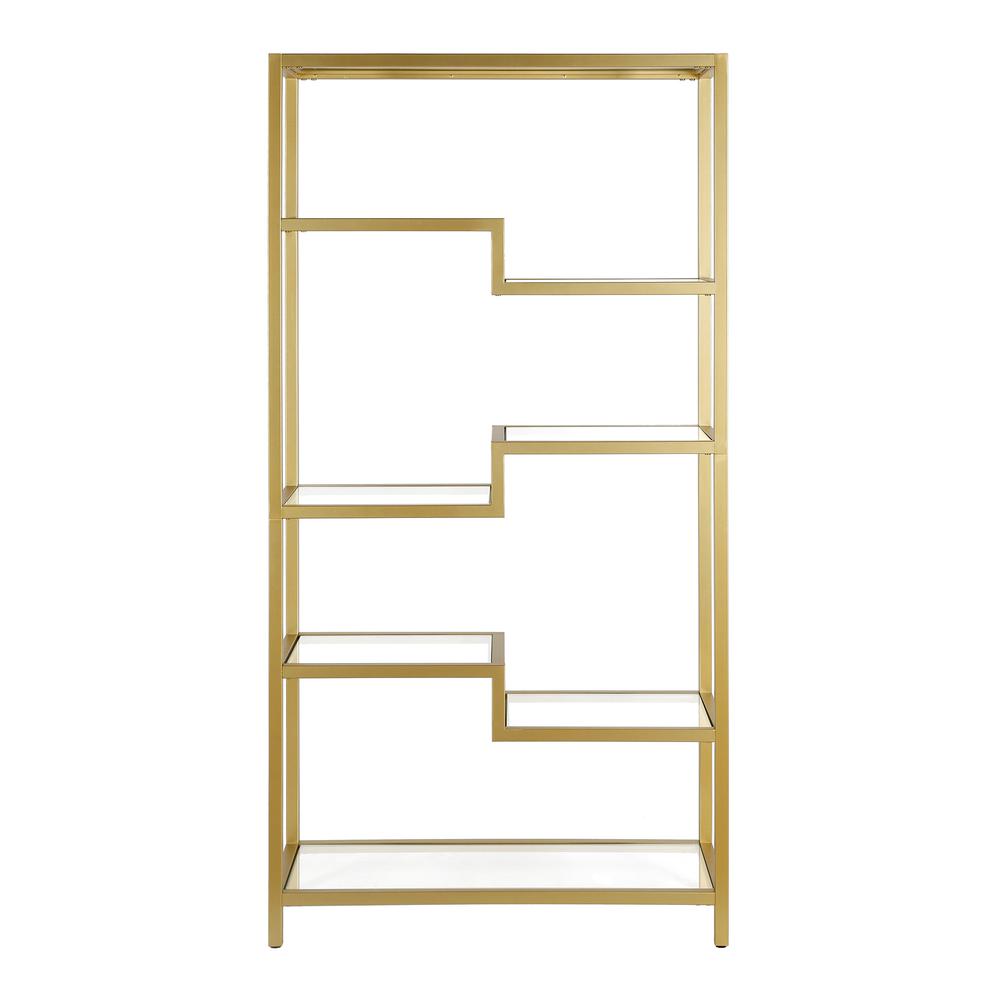 Johann 68'' Tall Rectangular Bookcase in Brass. Picture 3