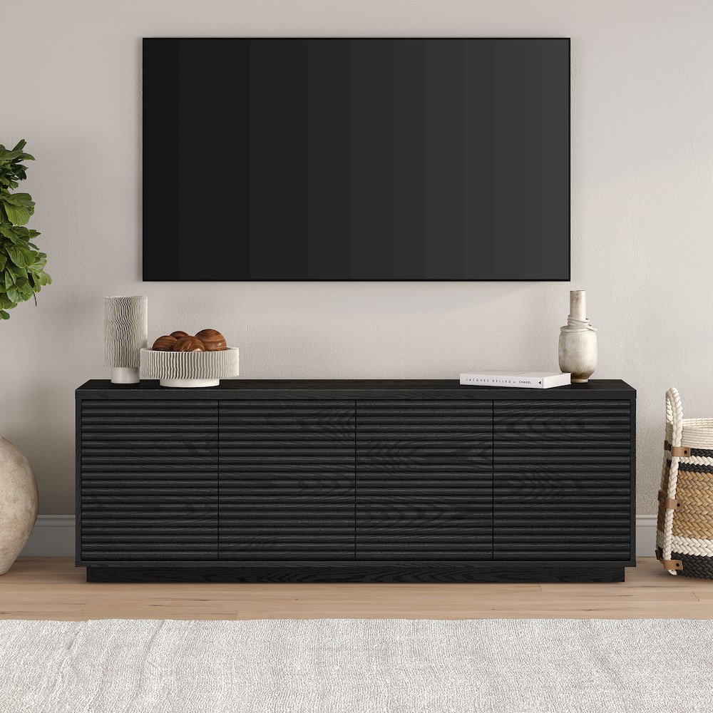 Tullis Rectangular TV Stand for TV's up to 78" in Black Grain. Picture 3