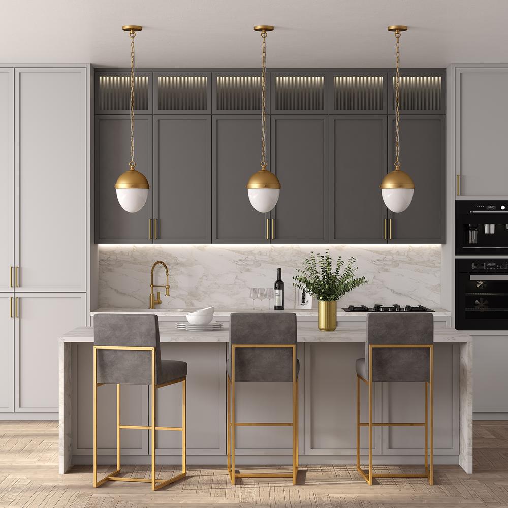 Aurelia 8" Wide Pendant with Glass Shade in Brass/White Milk. Picture 4