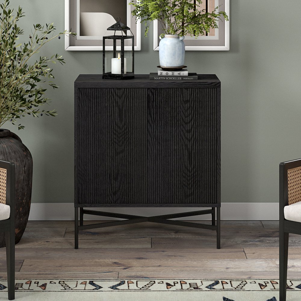 Henn&Hart 28" Fluted Accent Cabinet, Ribbed Modern Sideboard Buffet Cabinet. Picture 5