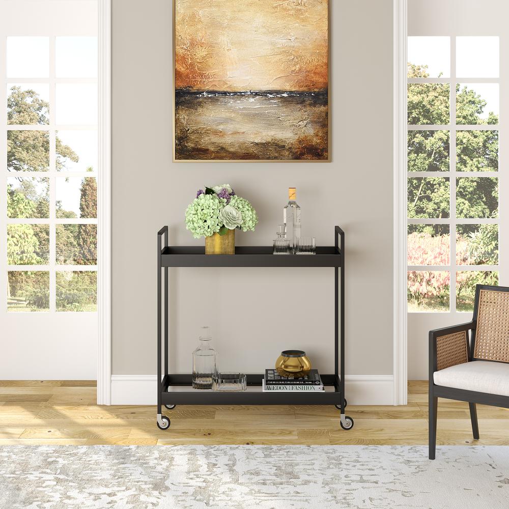 Cooper 33'' Wide Rectangular Bar Cart in Blackened Bronze. Picture 4