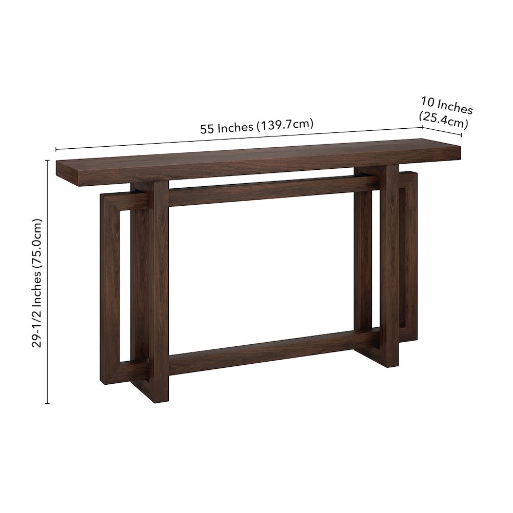 Breslow 55" Wide Rectangular Console Table in Alder Brown. Picture 5