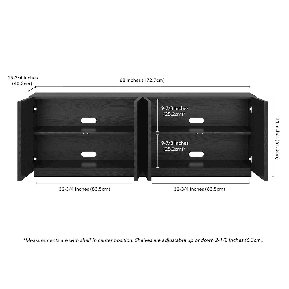 Morse Rectangular TV Stand for TV's up to 75" in Black Grain. Picture 3