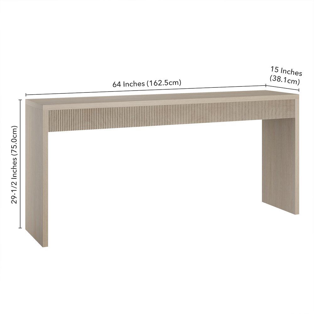 Lawrence 64" Wide Rectangular Console Table in Alder White. Picture 3