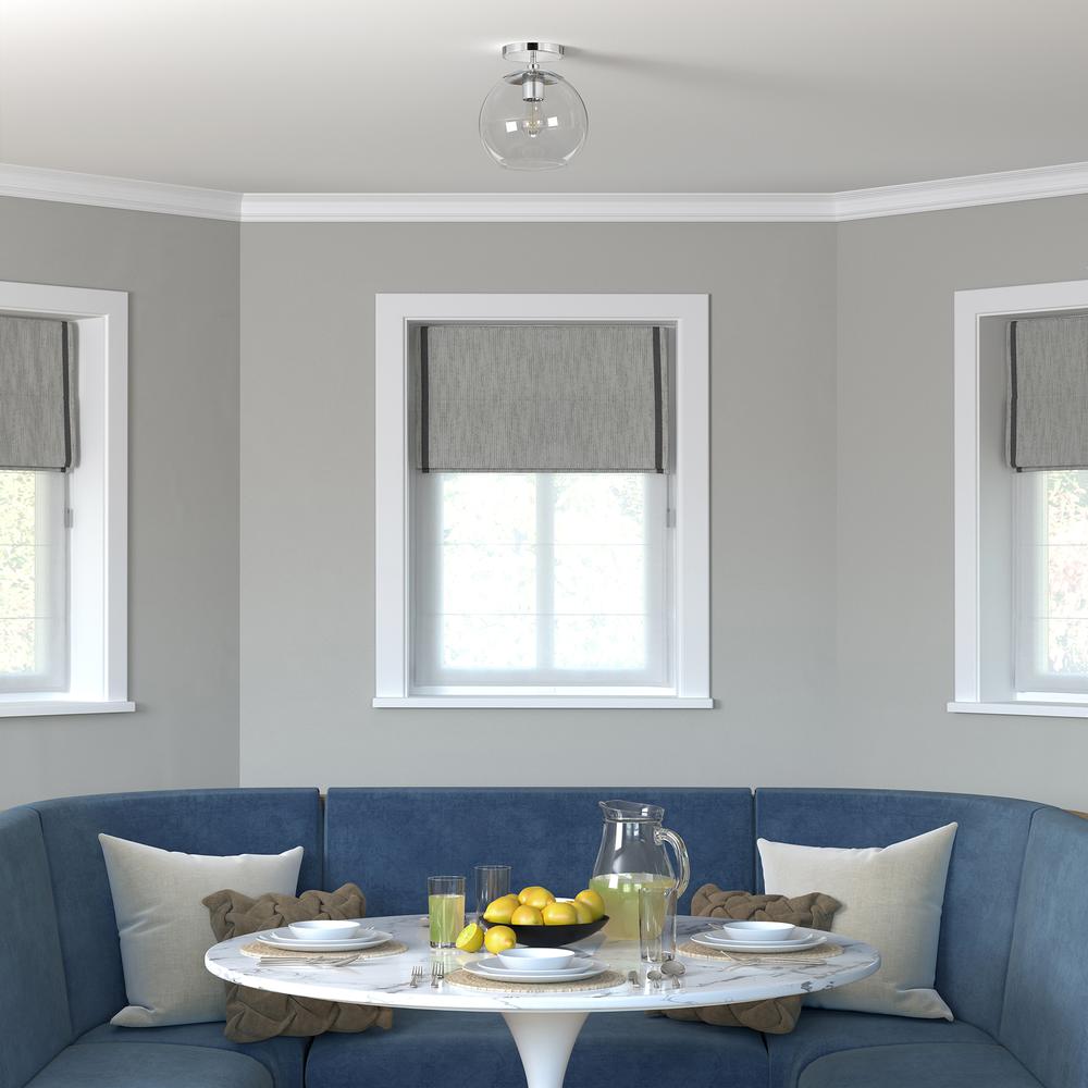 Bartlett 9" Wide Semi Flush Mount with Glass Shade in Polished Nickel/Clear. Picture 3