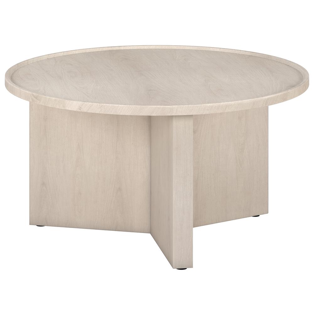 Gunnar 32" Wide Round Coffee Table in Alder White. Picture 1