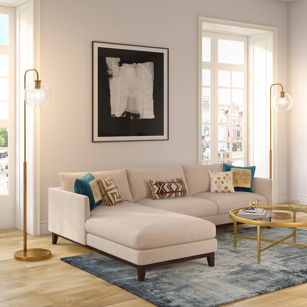 62" Modern 1-Light Floor Lamp with Clear Glass Globe Shade, Gold. Picture 7
