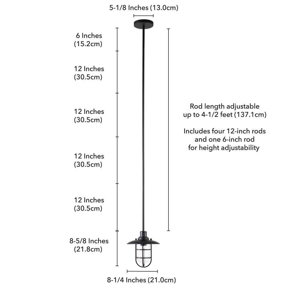 Bay 8.25" Wide Lantern Pendant with Glass/Metal Shade in Blackened Bronze/Clear. Picture 5