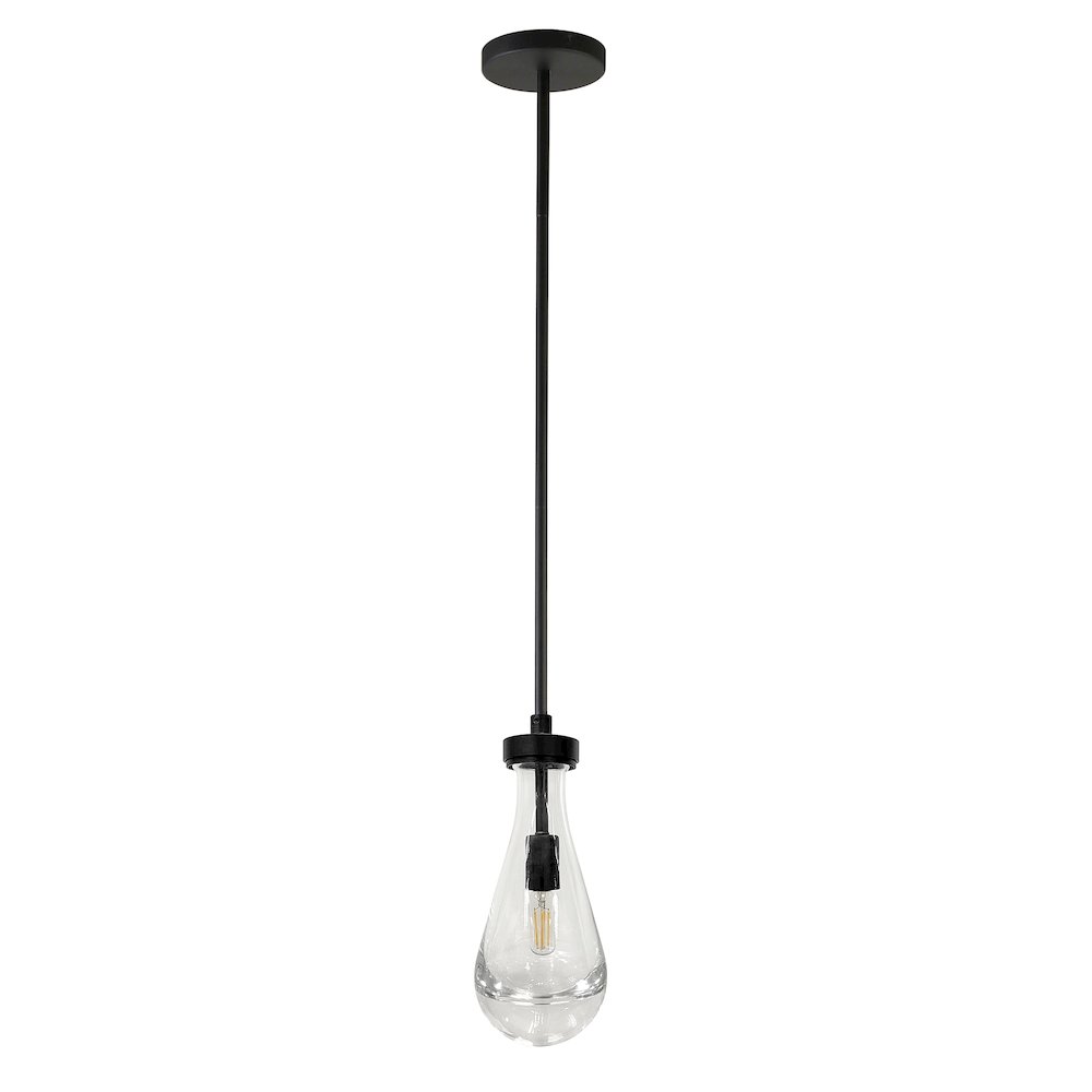 5" Dimmable Pendant Light Fixture with Glass Shade and Height up to 4.5', Black. Picture 1