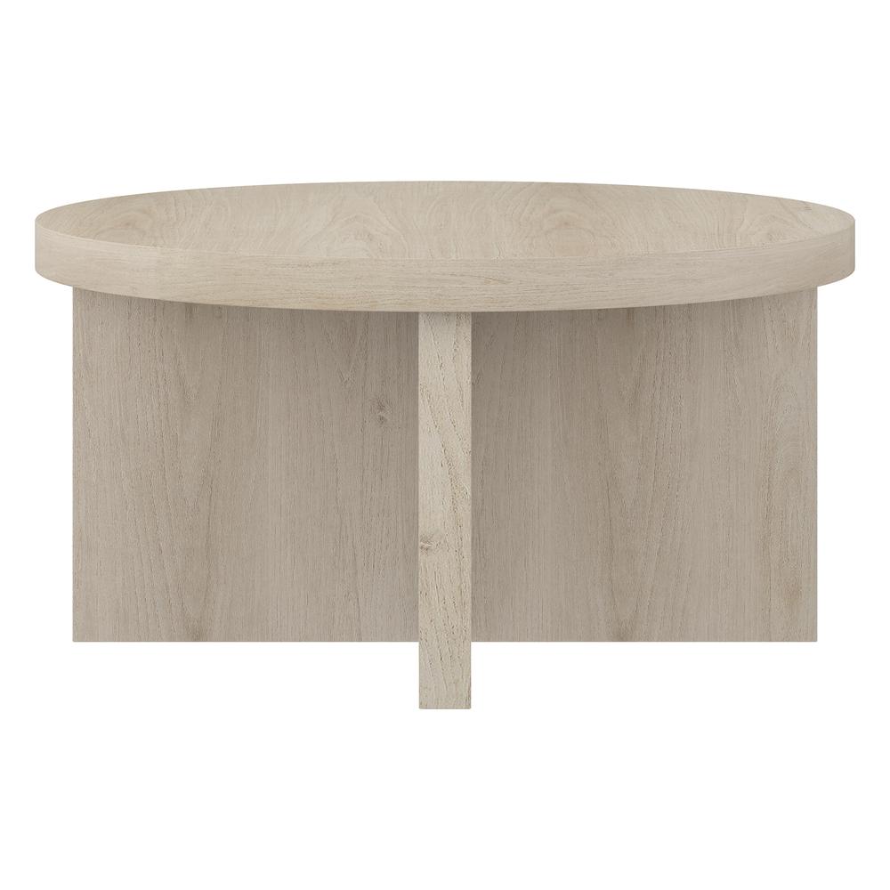 Elna 33" Wide Round Coffee Table in Alder White. Picture 3