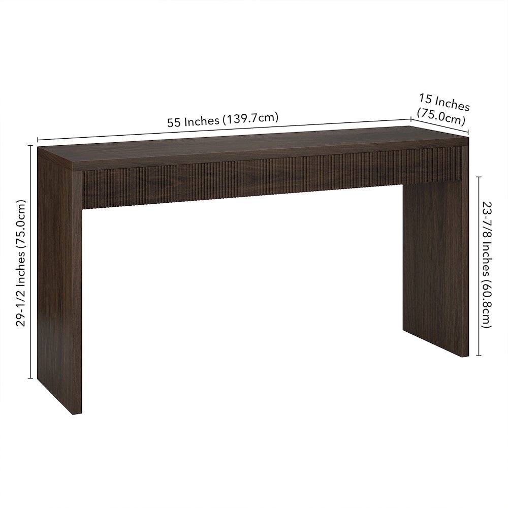 Lawrence 55" Wide Rectangular Console Table in Alder Brown. Picture 5