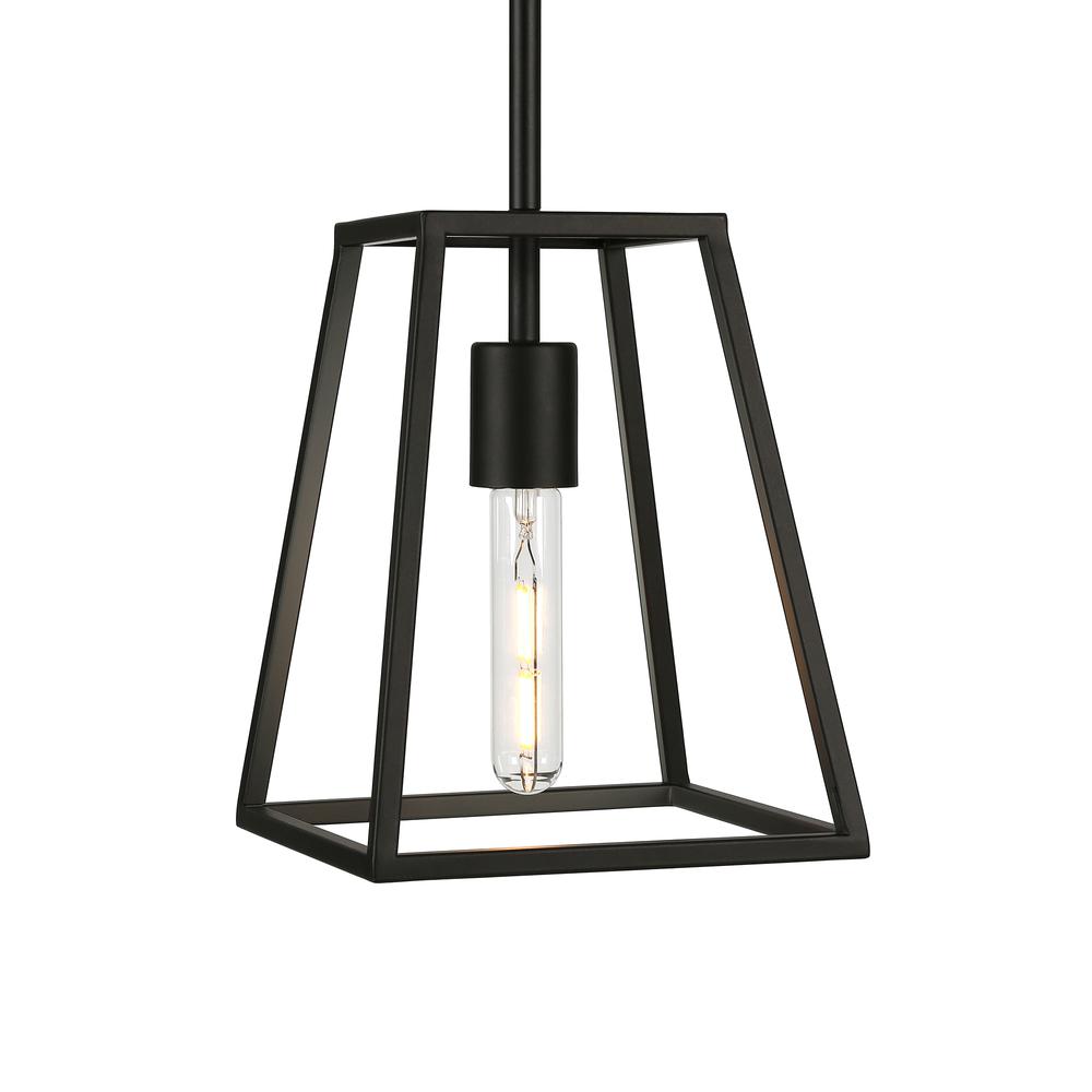Rhom 8" Wide Open-Framed Pendant in Blackened Bronze/No Shade. Picture 3