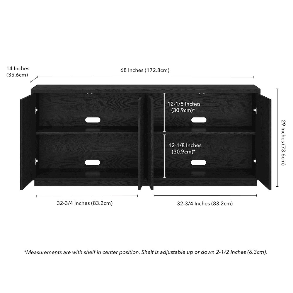 Alston 68" Wide Rectangular Buffet Table in Black Grain. Picture 5