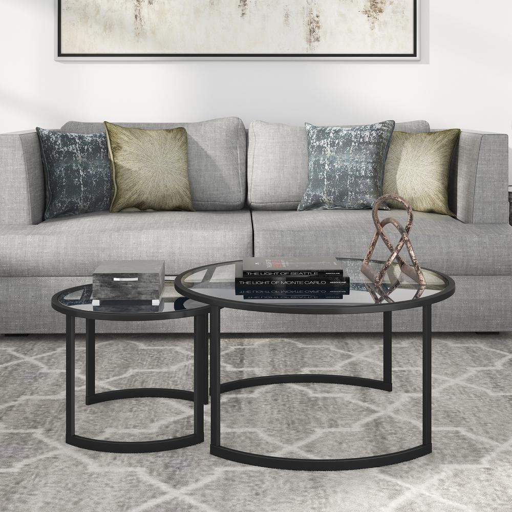 Mitera Round Nested Coffee Table in Blackened Bronze. Picture 2