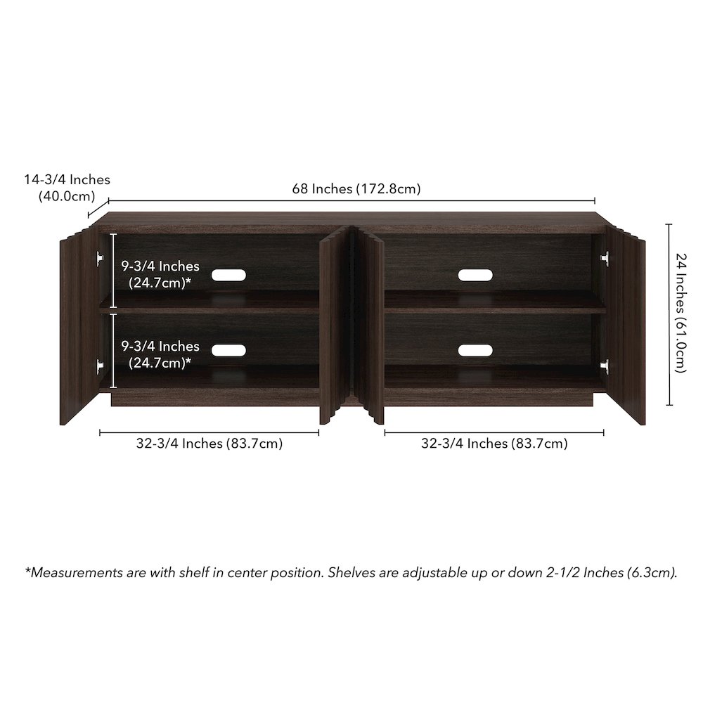 Henn&Hart Fluted TV Stand for TVs up to 75'' with 2 Ribbed Storage Cabinets and. Picture 7