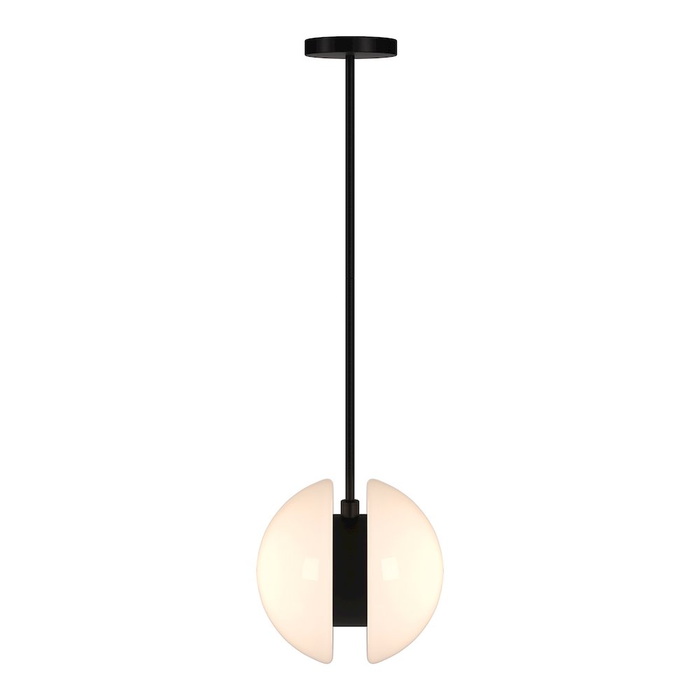 Kyriana 10" Wide 2-Light Pendant with Glass Shade in Matte Black/White. Picture 2