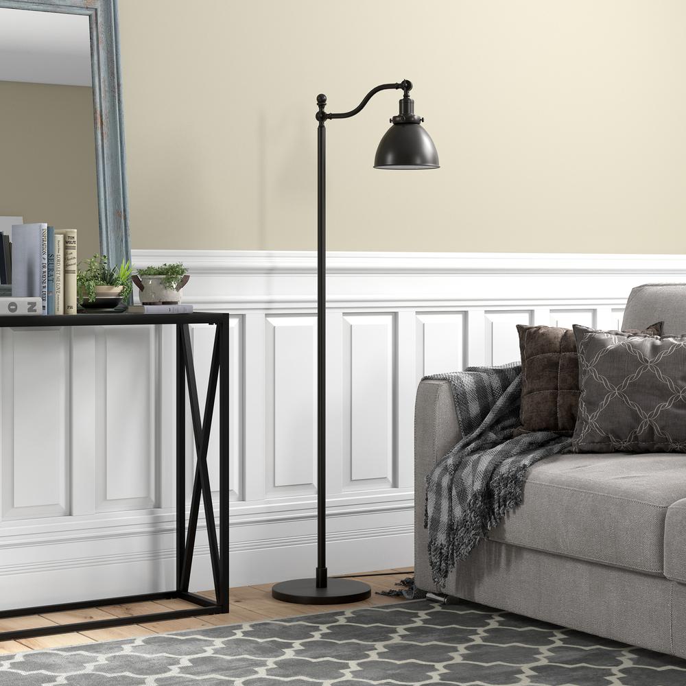 Beverly 65" Tall Floor Lamp with Metal Shade in Blackened Bronze/Blackened Bronze. Picture 4