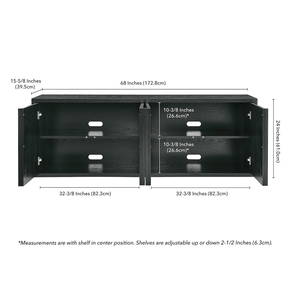 Kai Rectangular TV Stand for TV's up to 75" in Black Grain. Picture 3