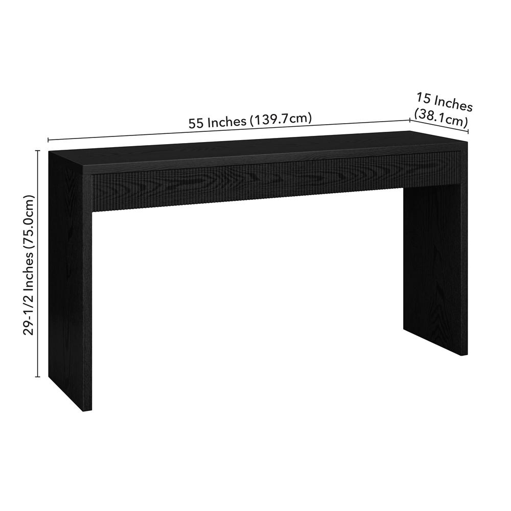 Lawrence 55" Wide Rectangular Console Table in Black Grain. Picture 5