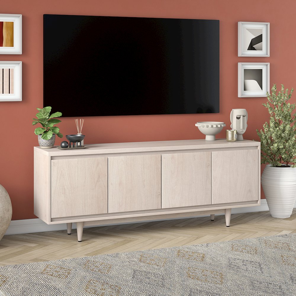 Duran Rectangular TV Stand for TV's up to 75" in Alder White. Picture 4