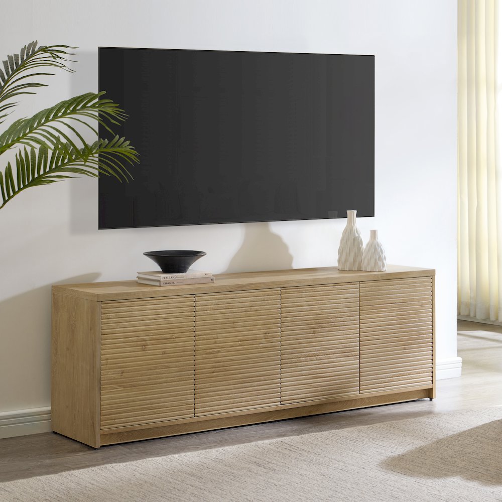 Desmond Rectangular TV Stand for TV's up to 78" in Light Oak. Picture 4