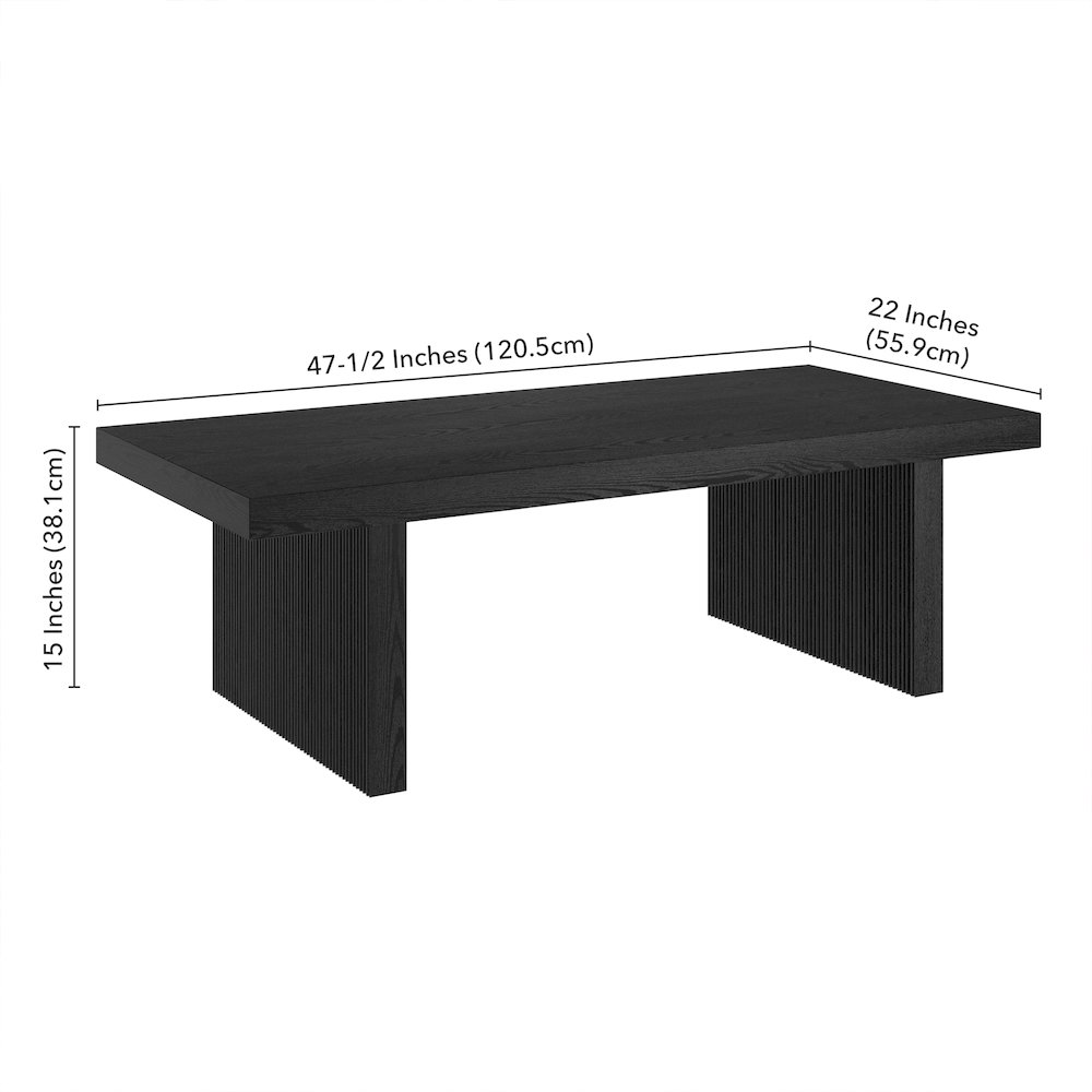 Soren 48" Wide Rectangular Coffee Table in Black Grain. Picture 5