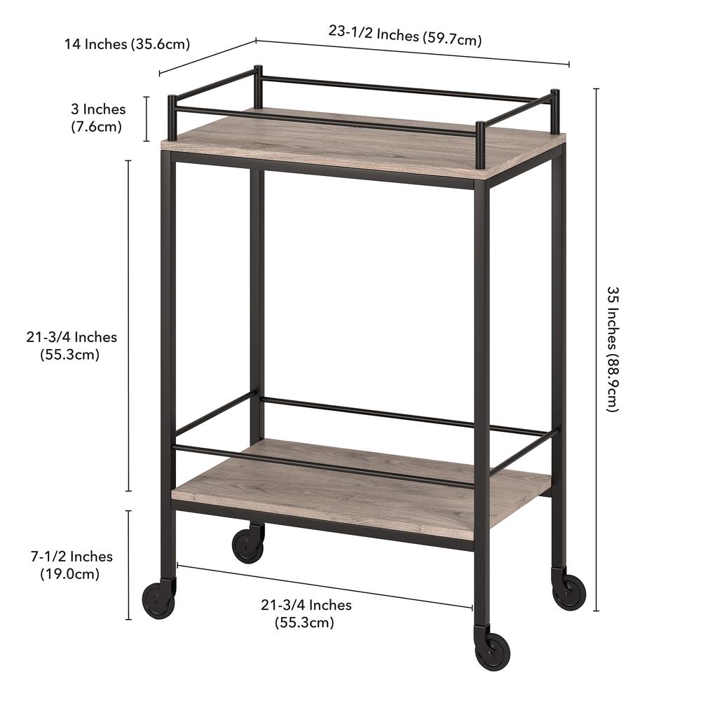 Barnes 23.5'' Wide Rectangular Bar Cart in Antiqued Gray Oak. Picture 3