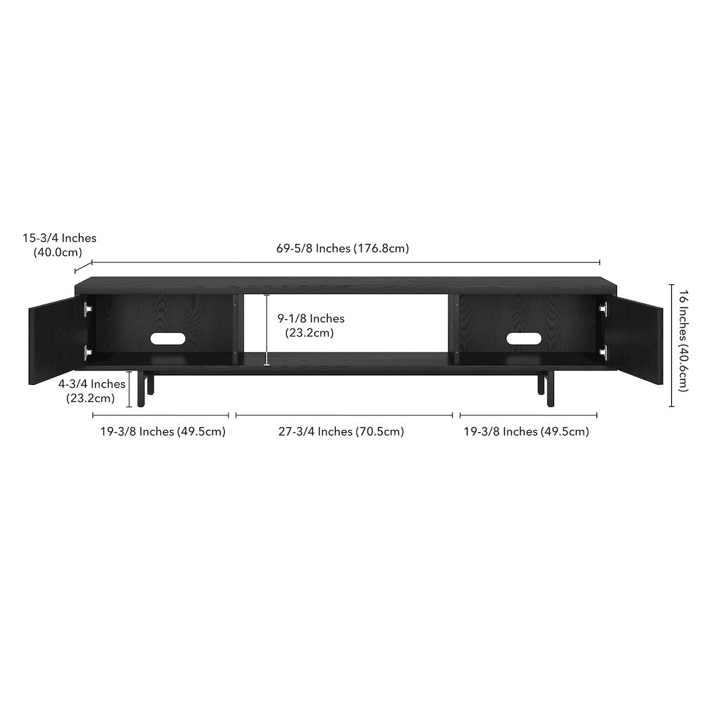 Lucien Rectangular TV Stand for TV's up to 78" in Black Grain. Picture 5