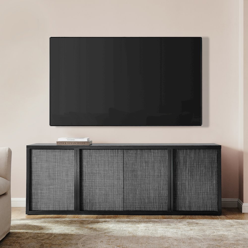 Kai Rectangular TV Stand for TV's up to 75" in Black Grain. Picture 4