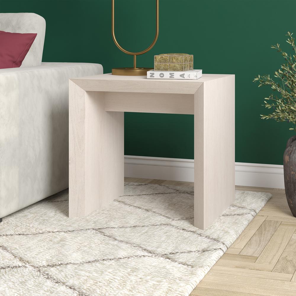 Oswin 22" Wide Rectangular Side Table in Alder White. Picture 4