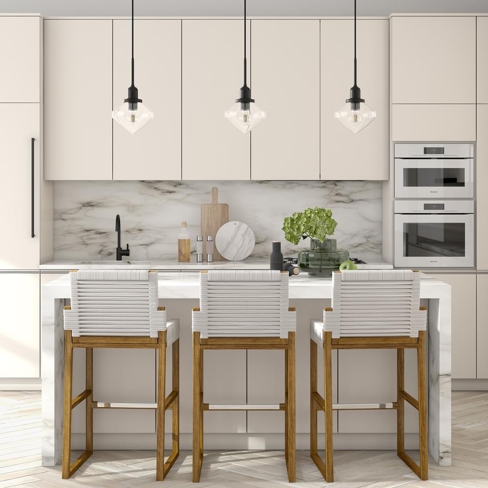 Zariza 8" Wide Pendant with Glass Shade in Blackened Bronze /Clear. Picture 4