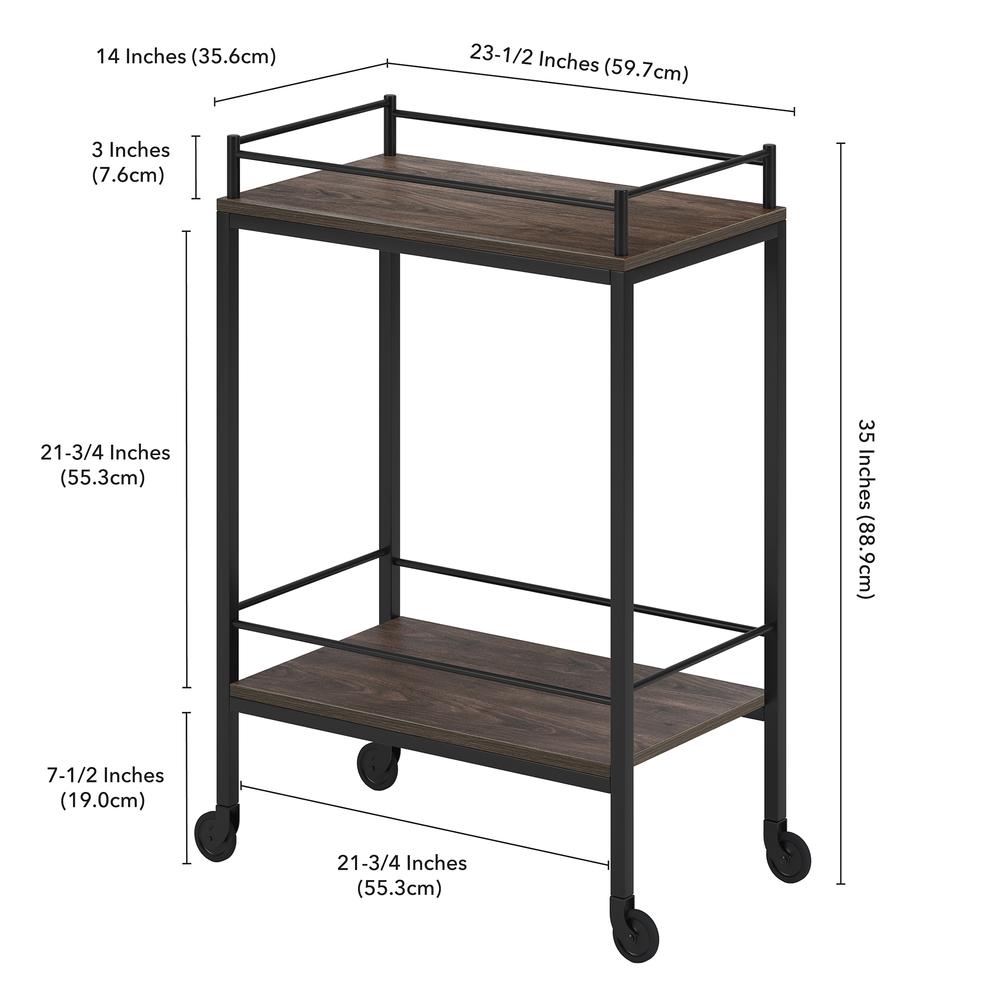 Barnes 23.5'' Wide Rectangular Bar Cart in Alder Brown. Picture 6
