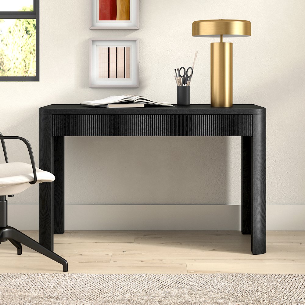 Palmera 47.5" Wide Rectangular Desk in Black Grain. Picture 5