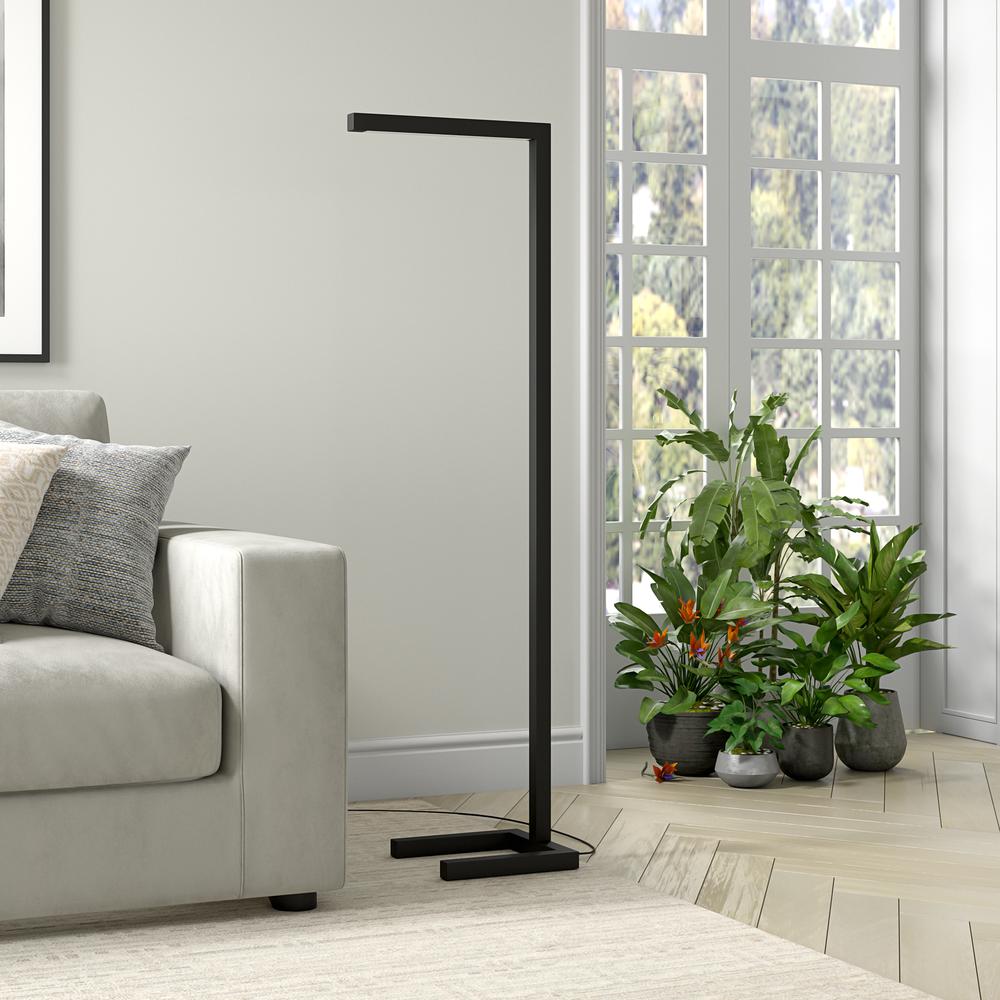 Malin 52" Tall Integrated LED Floor Lamp with Metal Shade in Blackened Bronze. Picture 4