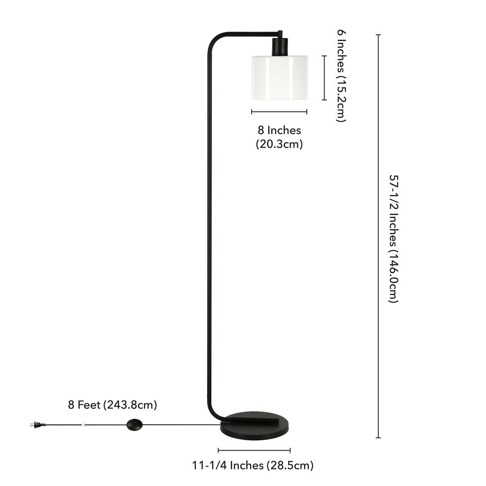 Cadmus 57" Tall Floor Lamp with Glass Shade in Blackened Bronze/White. Picture 5