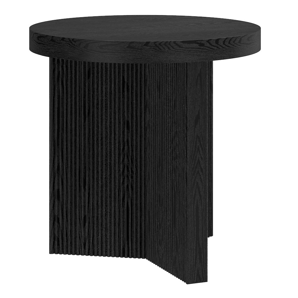Holm 22" Wide Round Side Table in Black Grain. Picture 1