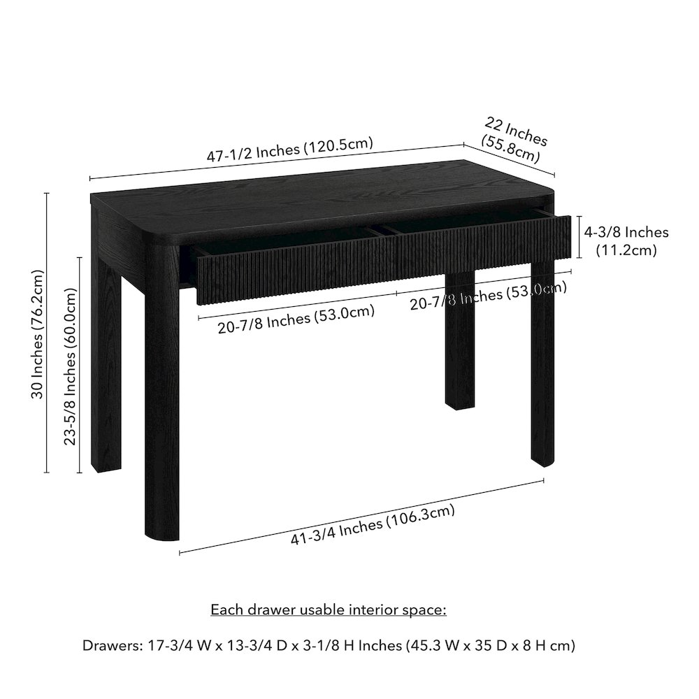 Mendoza 48'' Wide Rectangular Desk in Black Grain. Picture 5