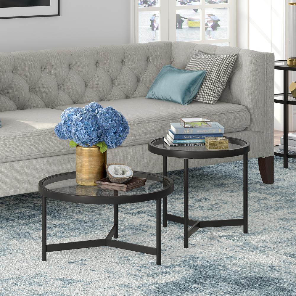 Quentin 30'' Wide Round Coffee Table in Blackened Bronze. Picture 2