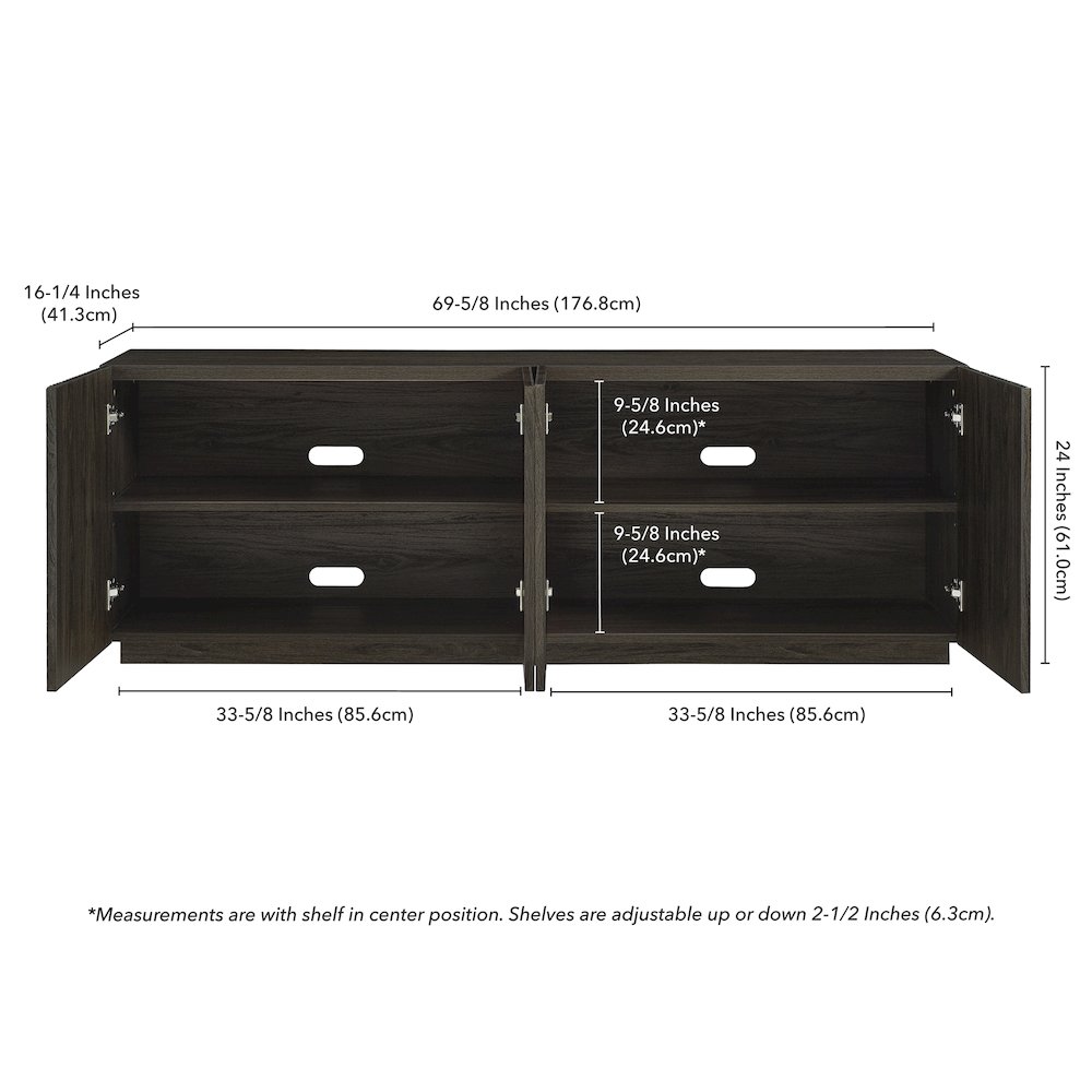 Tyler Rectangular TV Stand for TV's up to 78" in Alder Brown. Picture 3