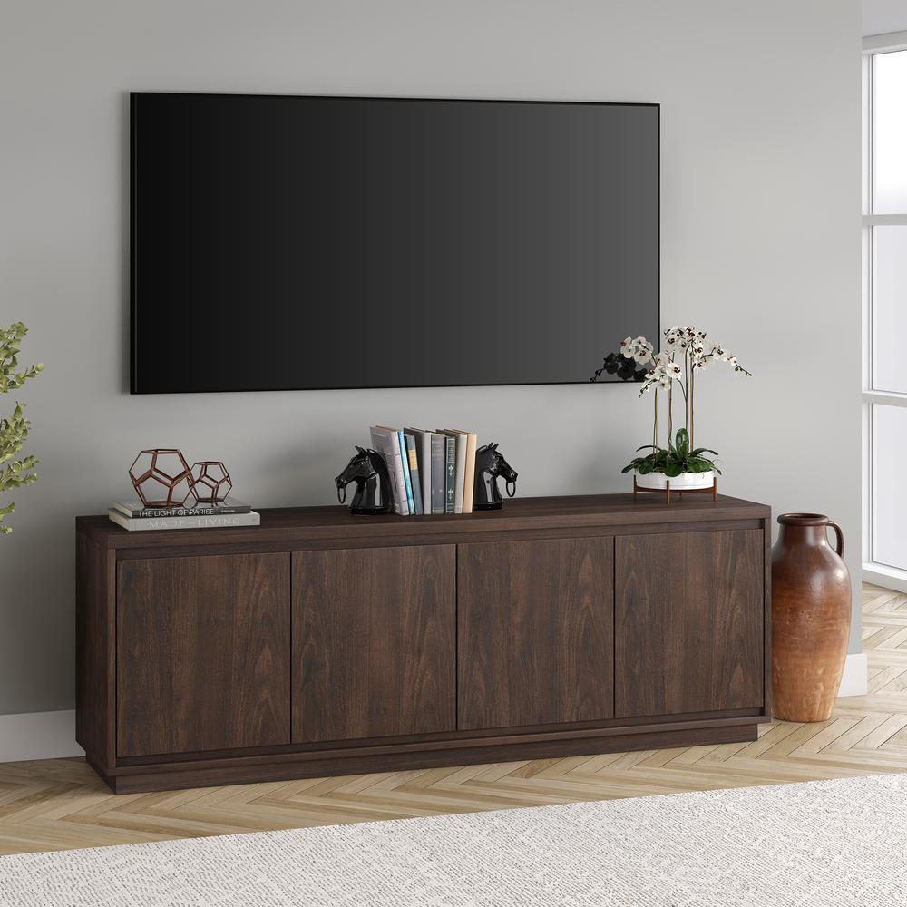Presque Rectangular TV Stand for TV's up to 75" in Alder Brown. Picture 4