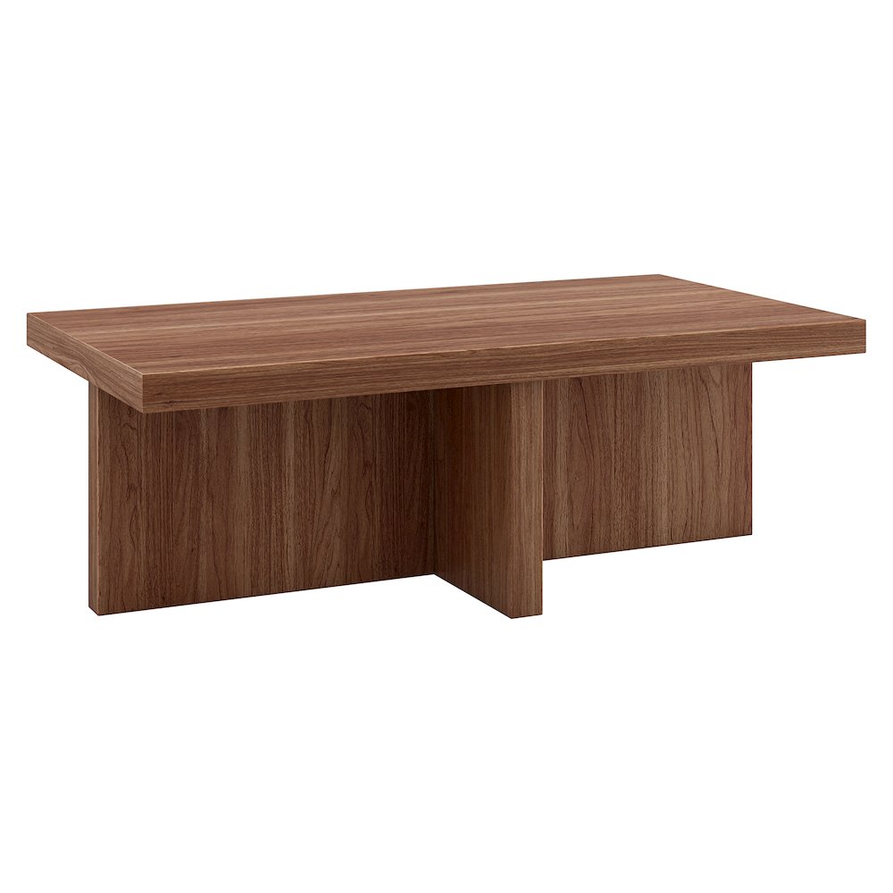Elna 44" Wide Rectangular Coffee Table in Satin Walnut. Picture 1