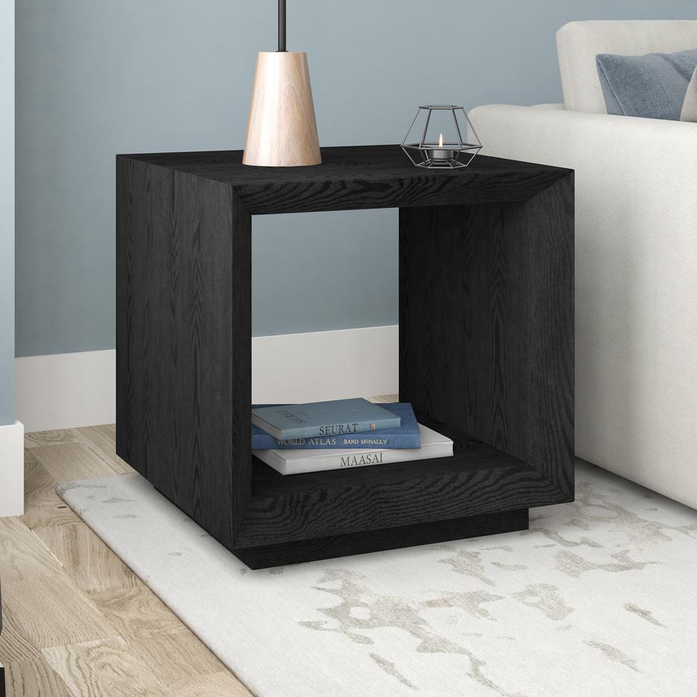 Tannen 22" Wide Rectangular Side Table in Black Grain. Picture 2