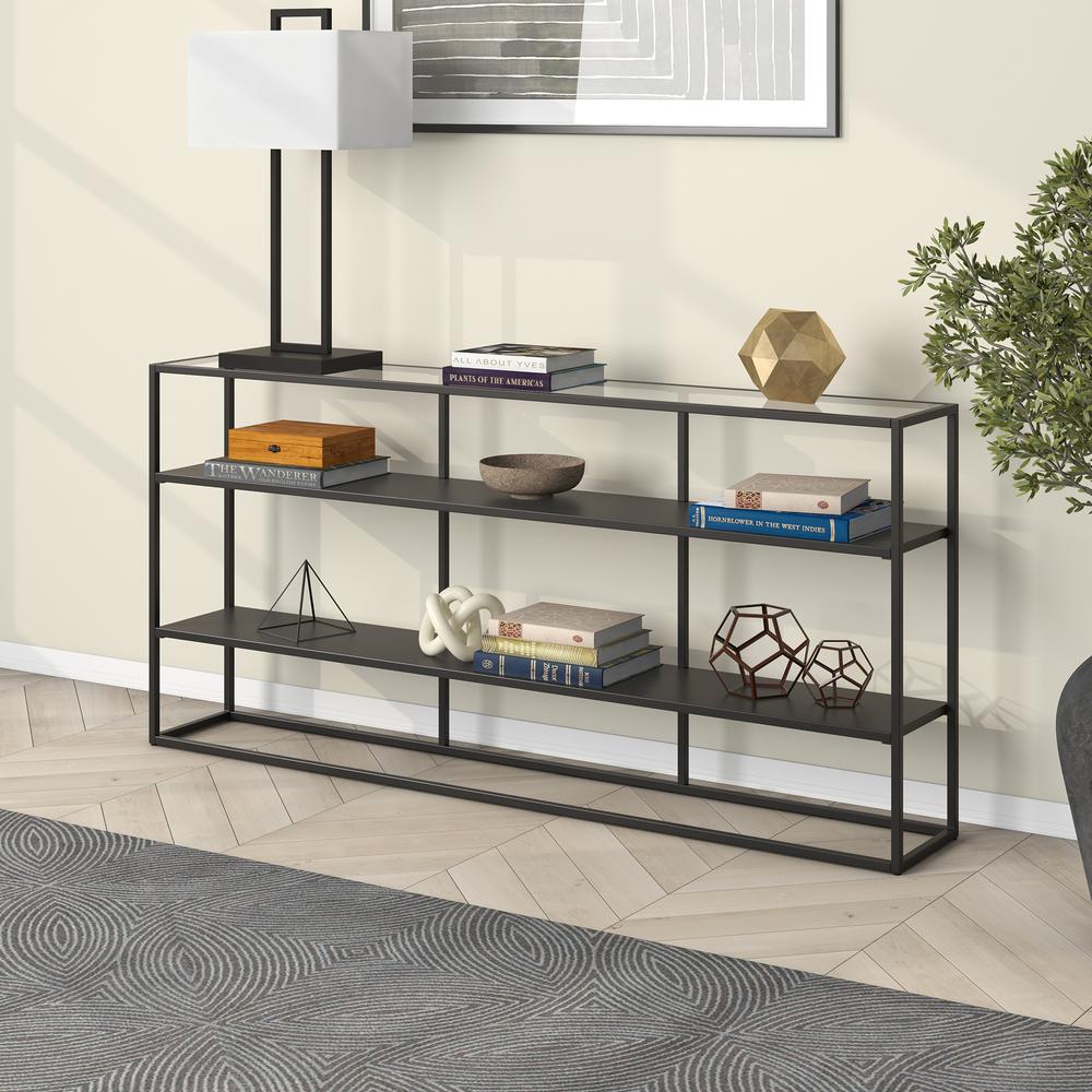 Fallon 64'' Wide Rectangular Console Table in Blackened Bronze. Picture 2