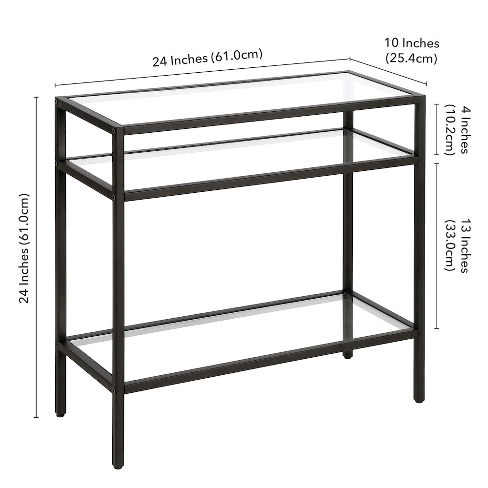 Henn&Hart 24" Modern Rectangular End Table, Side Table with Open Display Glass. Picture 6