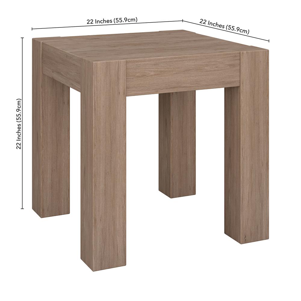 Langston 22" Wide Square Side Table in Antiqued Gray Oak. Picture 5